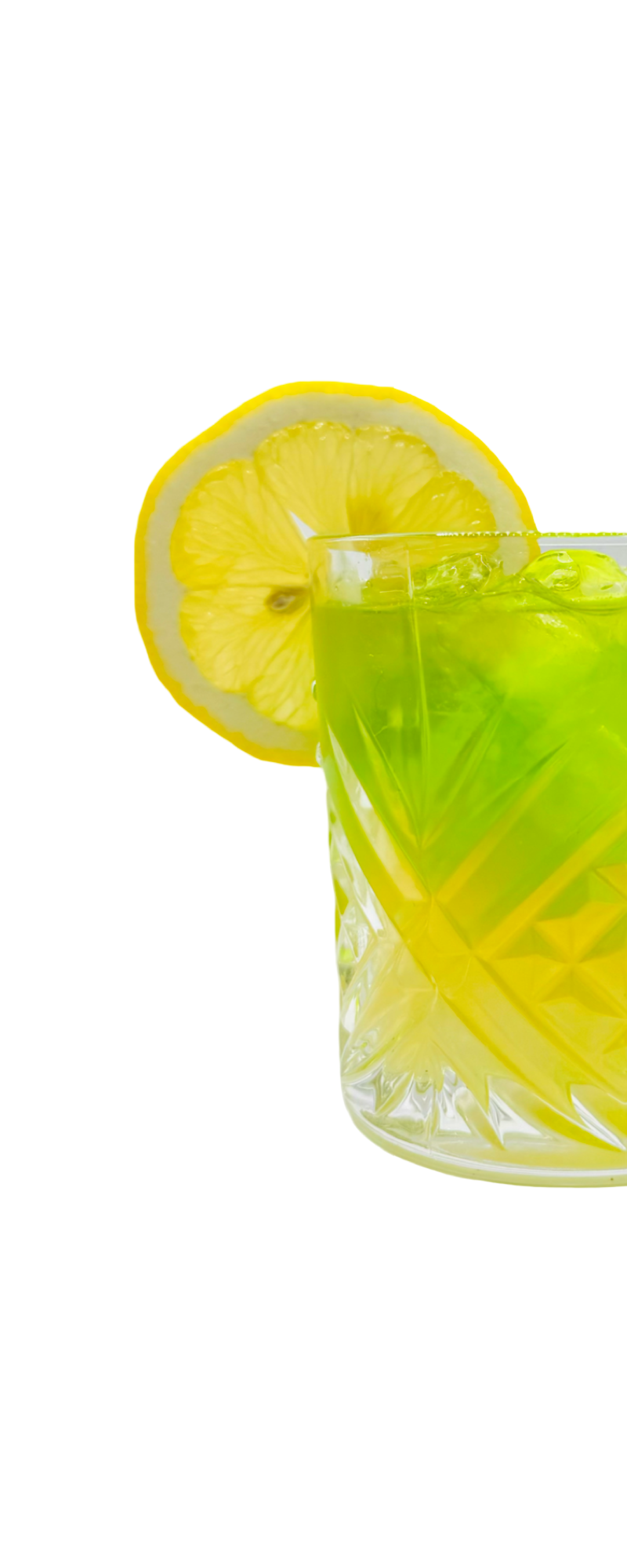 Southern Sal cocktail made with limoncello, served over ice and garnished with fresh lime slices in a crystal glass.